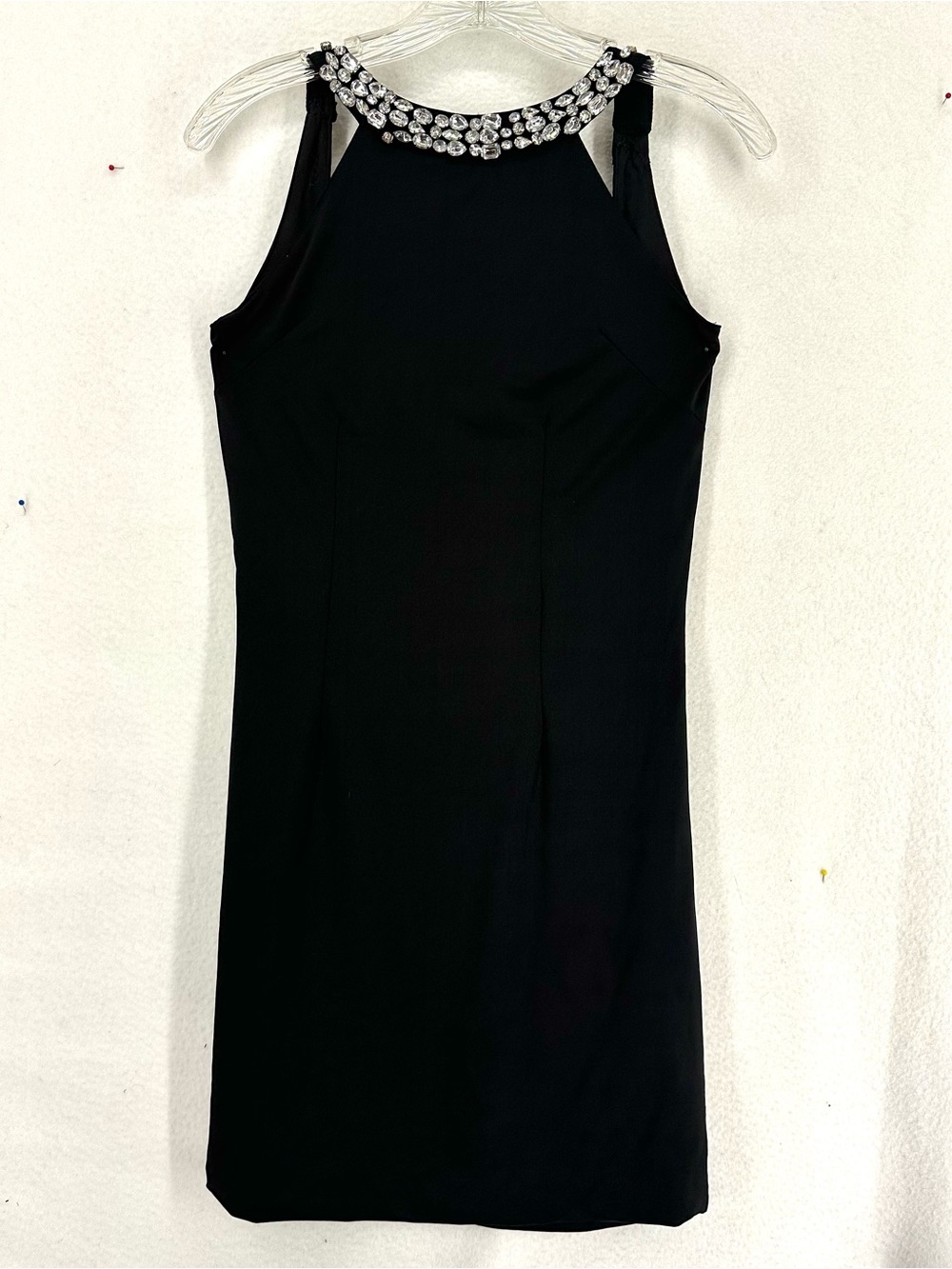 Body Language Black Rhinestone Open Back Cocktail Dress Women’s Size M